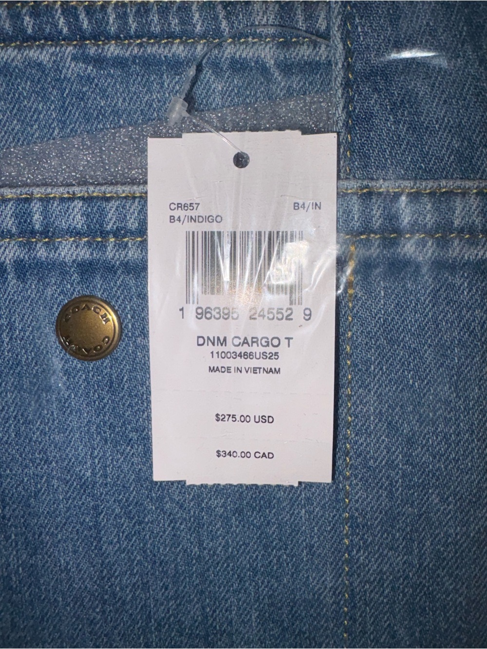 Coach Light Blue Denim Tote with Navy Logo - Picture 6 of 6